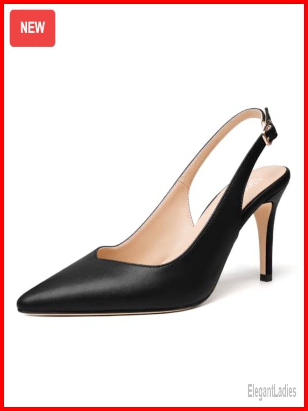Women's Slingback Pointed Toe Stiletto Pumps 3.54 Inch Faux Leather